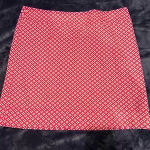 Talbots Coral/Pink and White Patterned A-Line Skirt above the knee